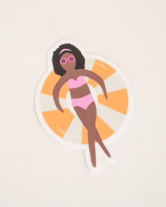 Olivia Pool Floating Girl Sticker