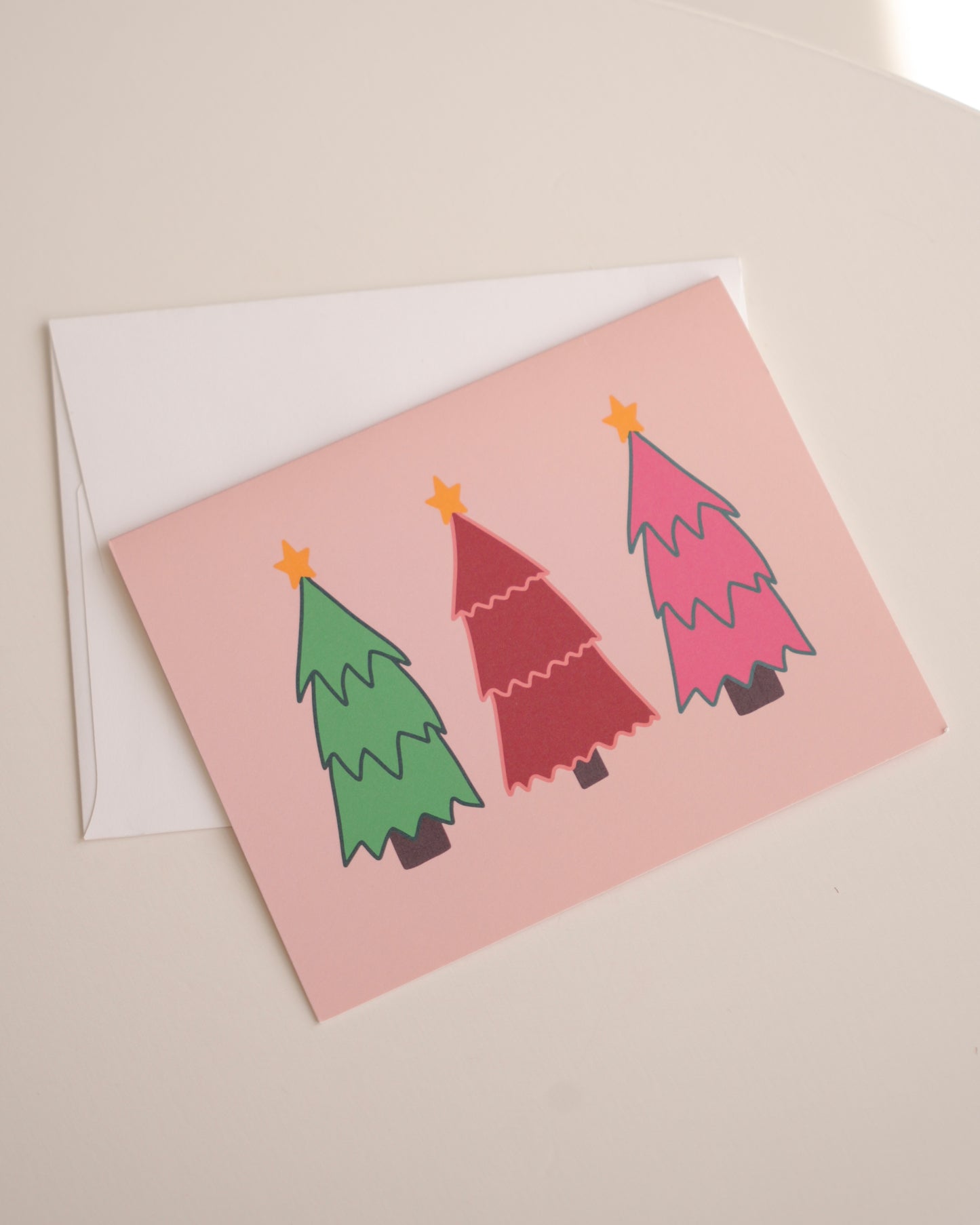 Colorful Trees Christmas Greeting Card