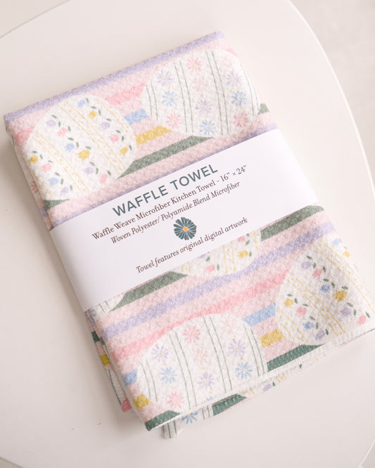 Easter Egg Striped Waffle Towel