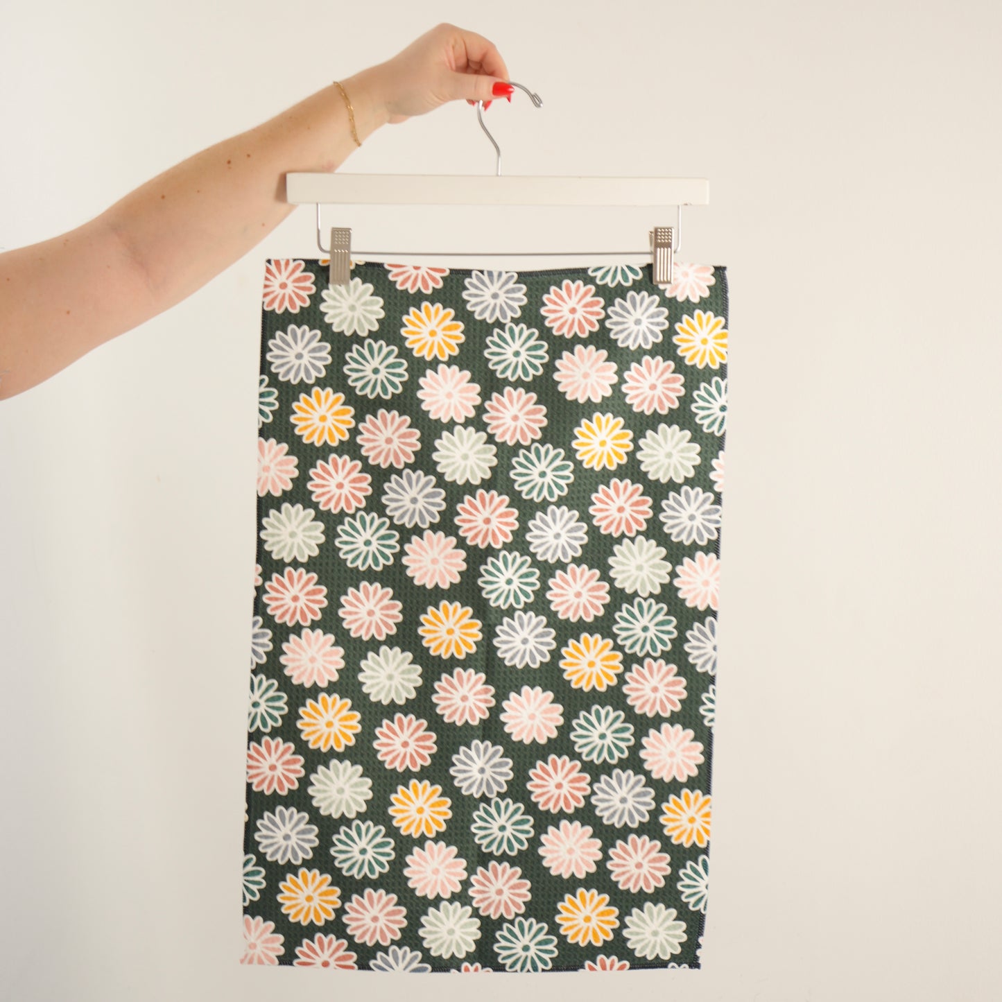 Colorful Daisy Waffle Knit Towel