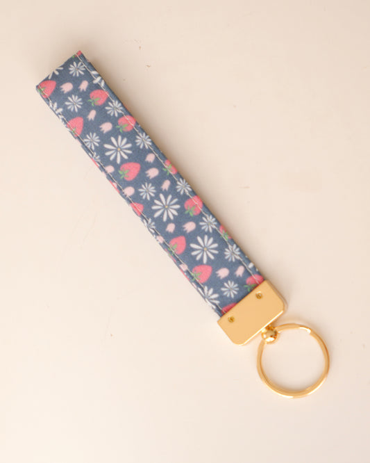 Strawberry Blooms Key Fob Wristlet