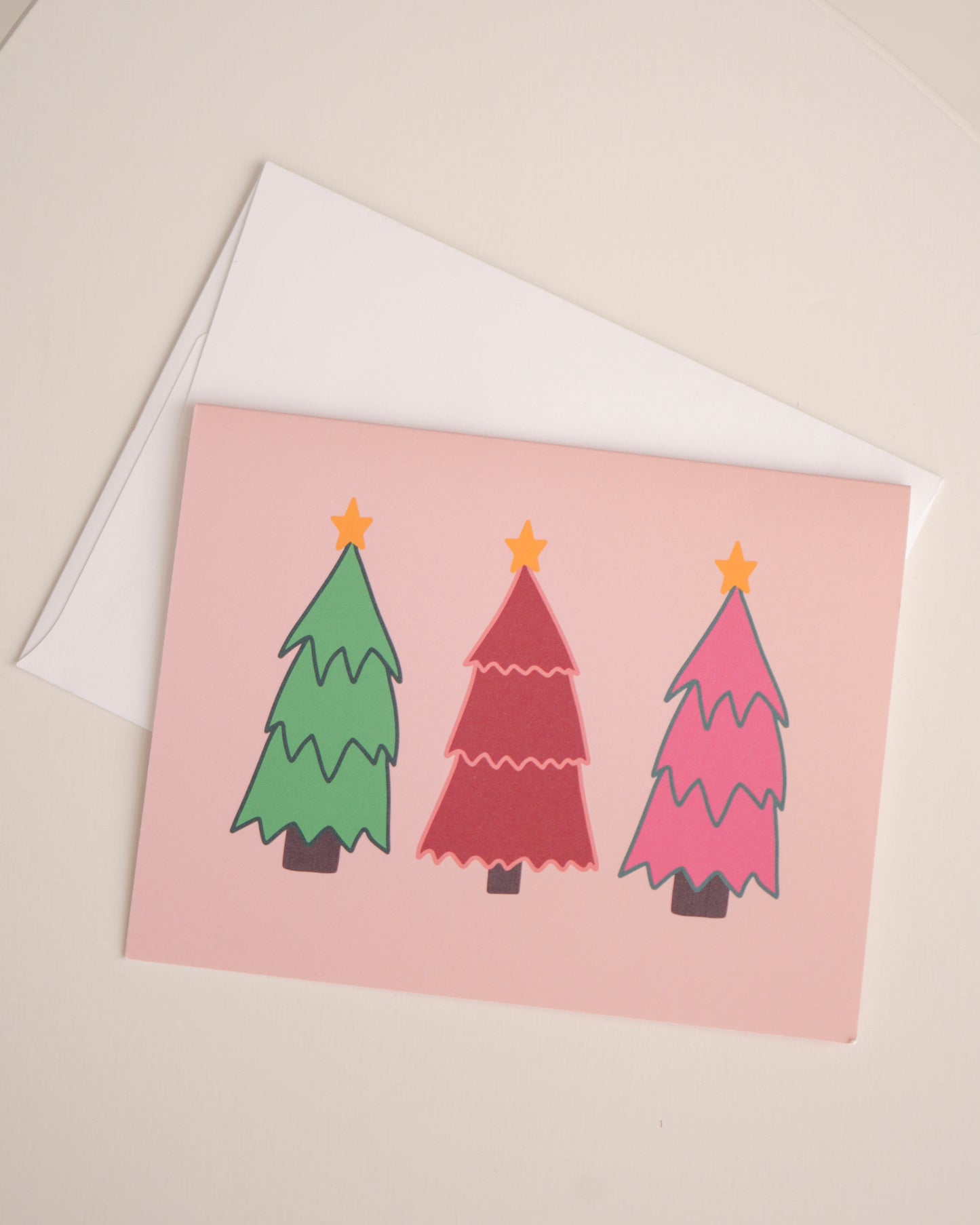 Colorful Trees Christmas Greeting Card