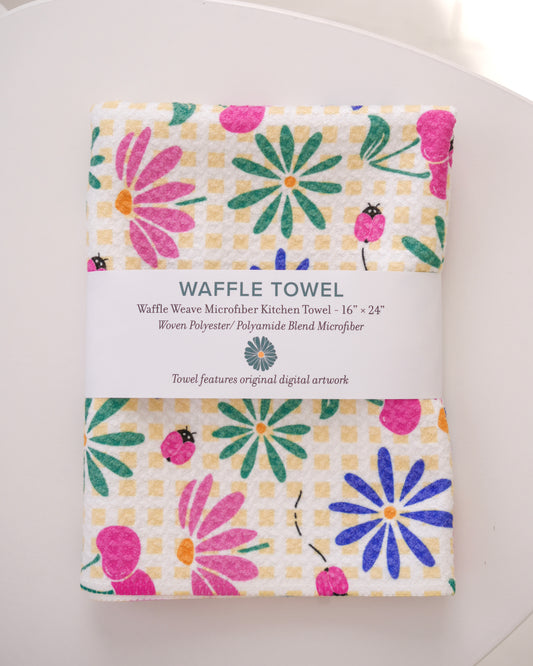 Gingham Garden Waffle Knit Towel