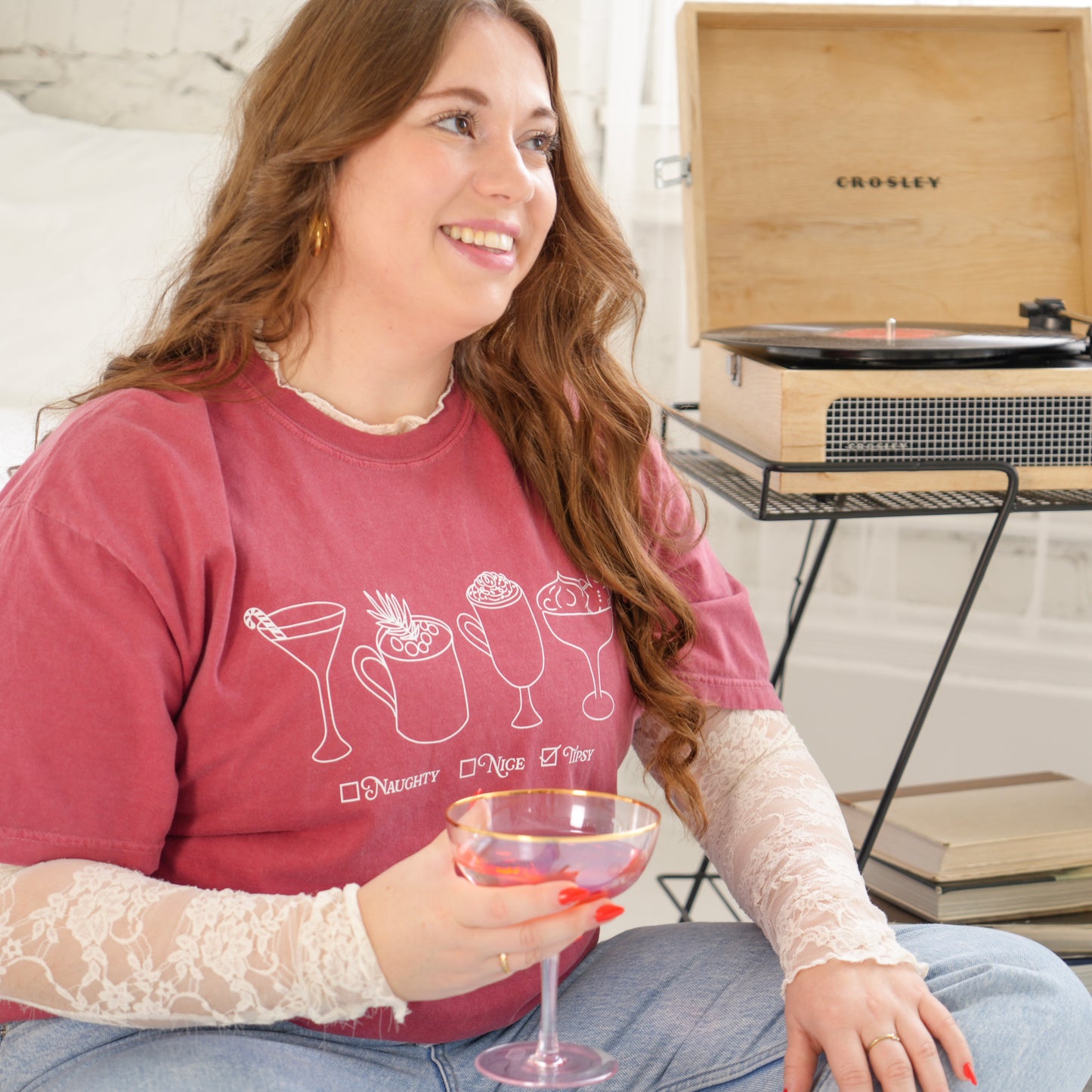 Naughty, Nice, Tipsy Graphic T-Shirt