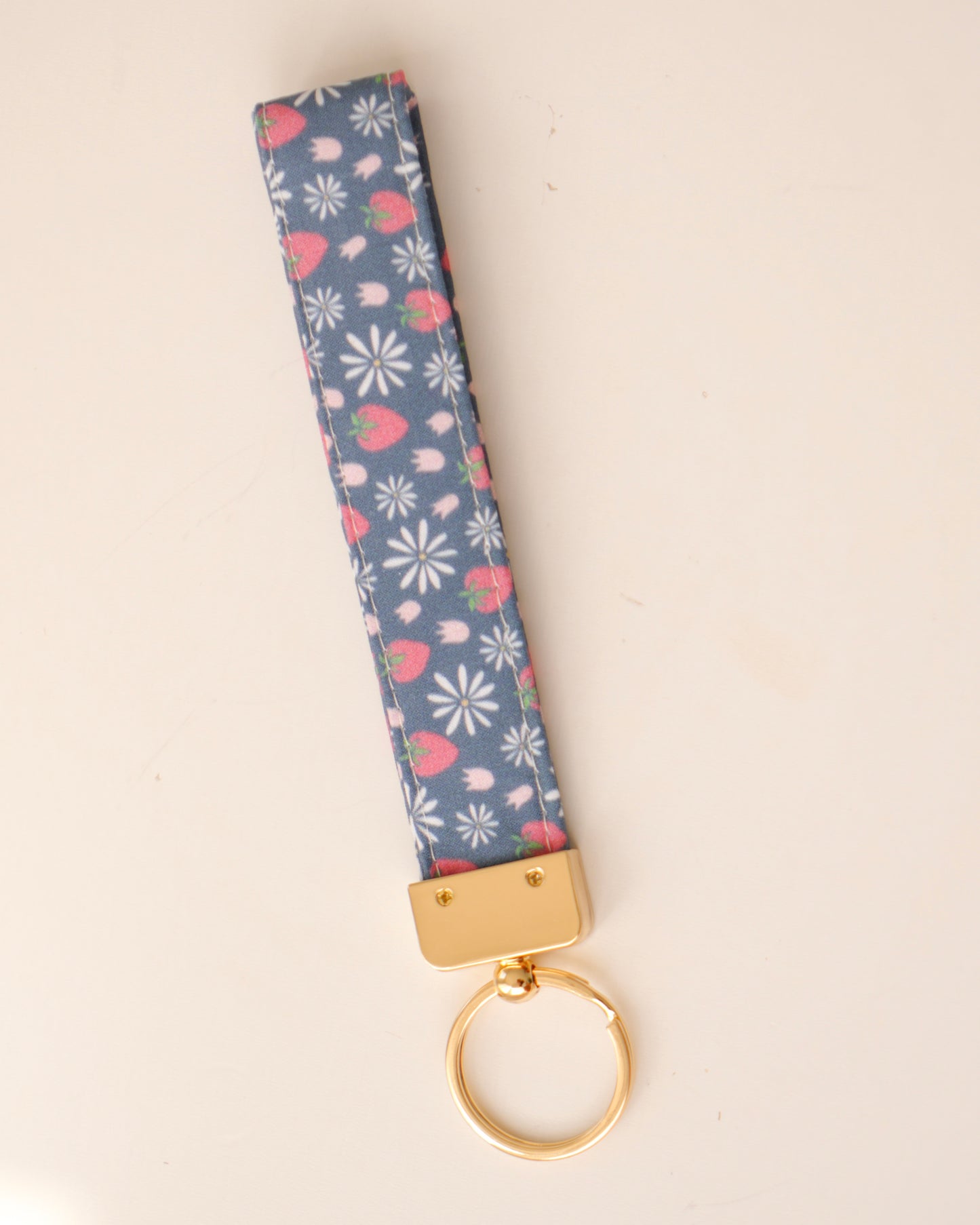 Strawberry Blooms Key Fob Wristlet