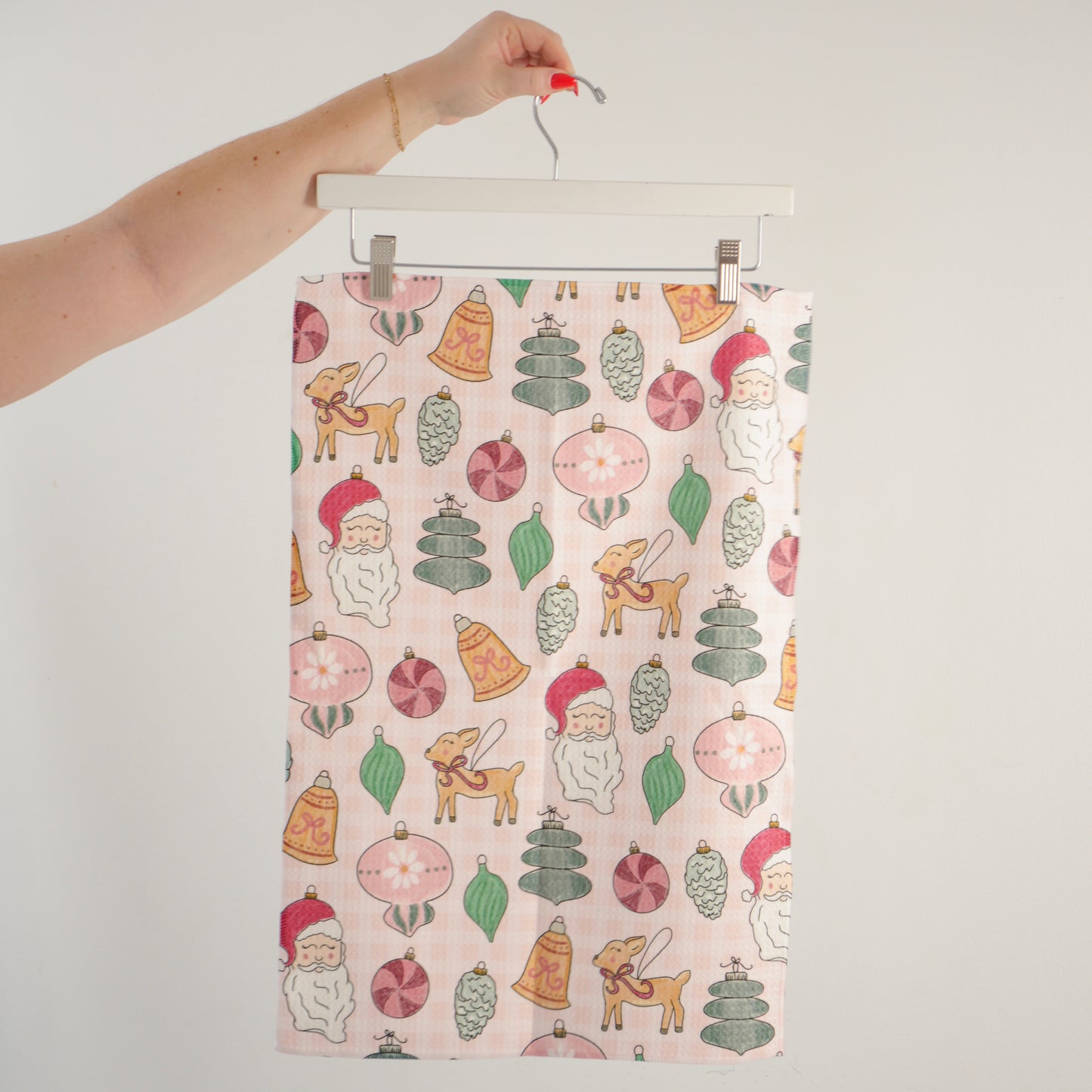 Christmas Ornaments Waffle Knit Towel