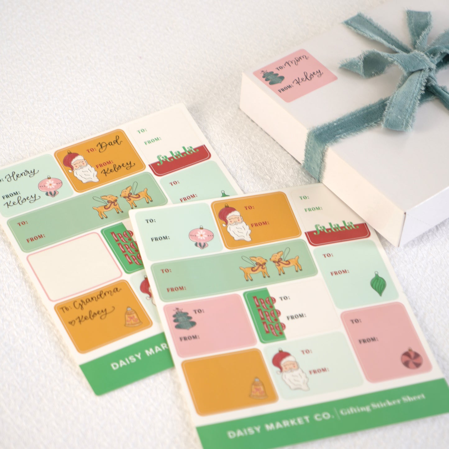 Classic Christmas Gifting Sticker Sheet - 30 Peel-Off Gift Tags