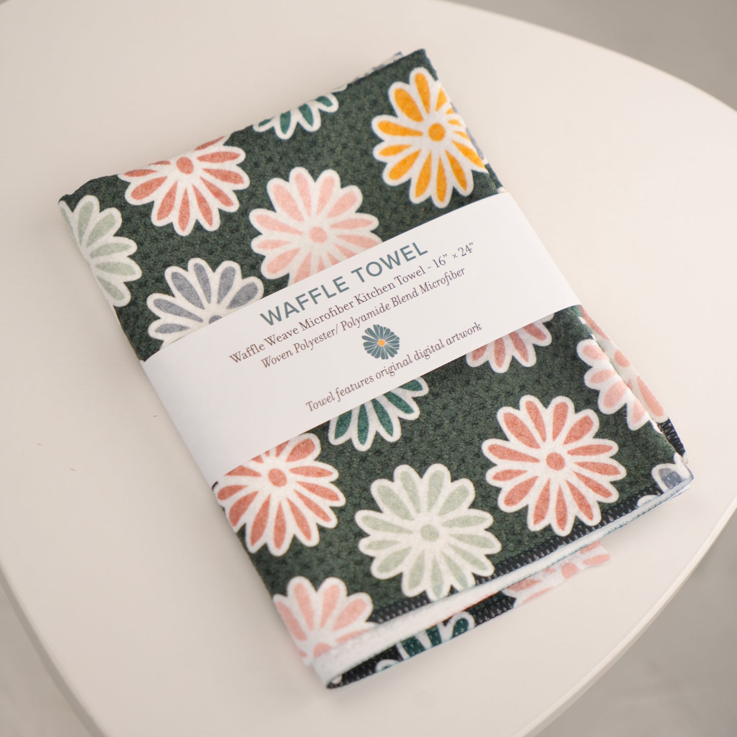 Colorful Daisy Waffle Knit Towel