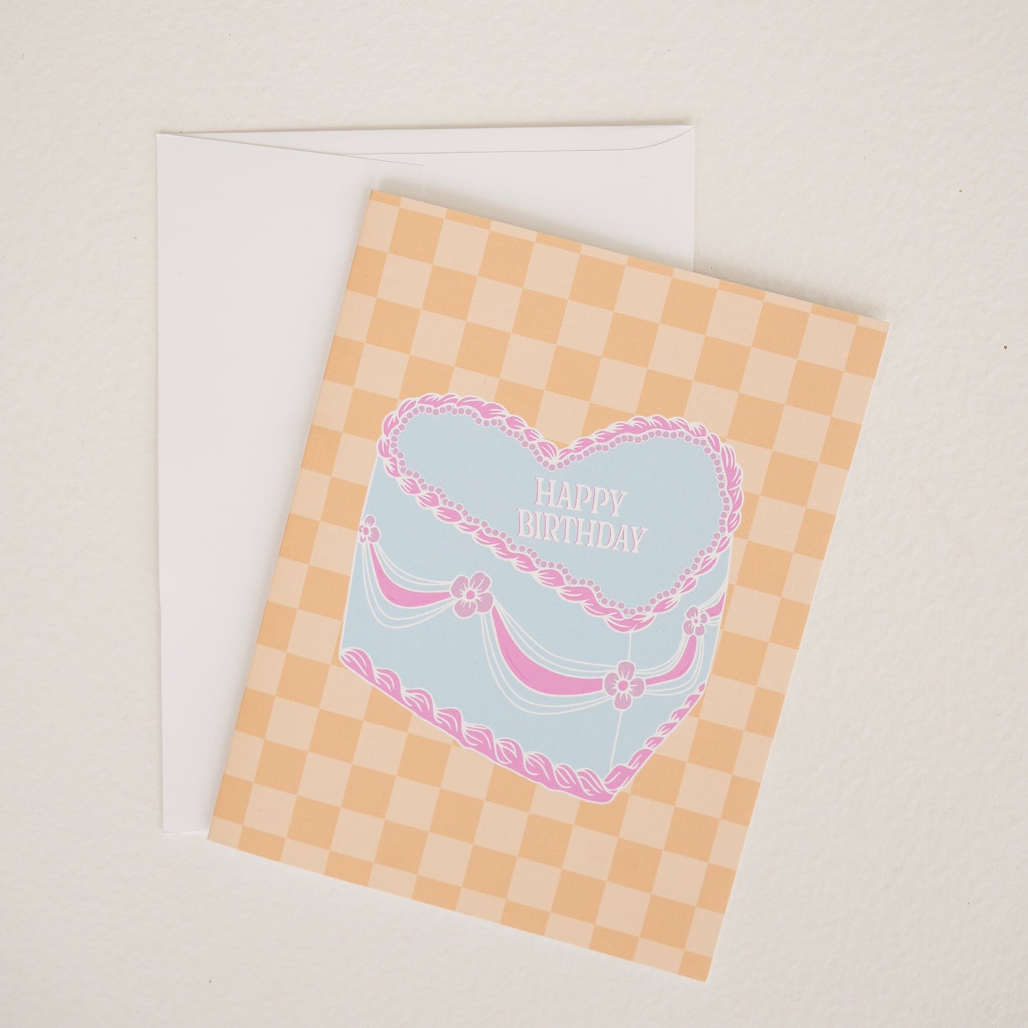 Birthday Vintage Heart Cake Greeting Card - Choose Your Color