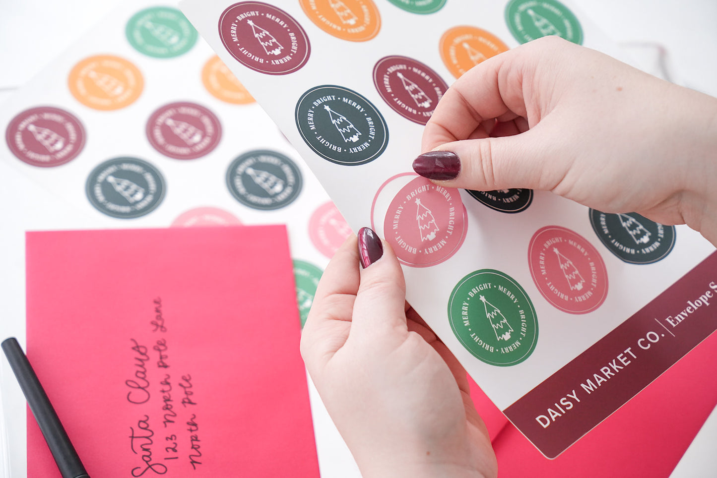 Christmas Tree Envelope Seals - 32 Peel-Off Stickers