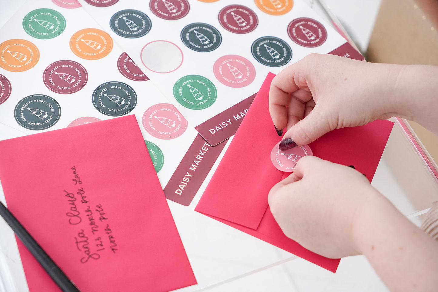 Christmas Tree Envelope Seals - 32 Peel-Off Stickers