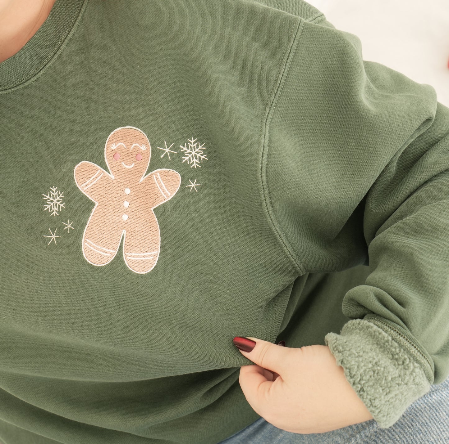 Gingerbread Embroidered Crewneck
