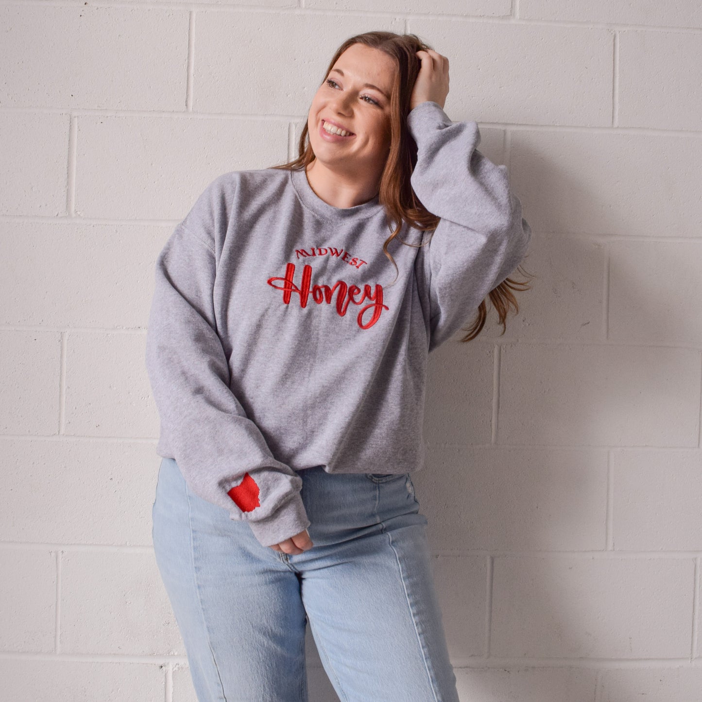 Buckeye Midwest Honey Embroidered Crewneck