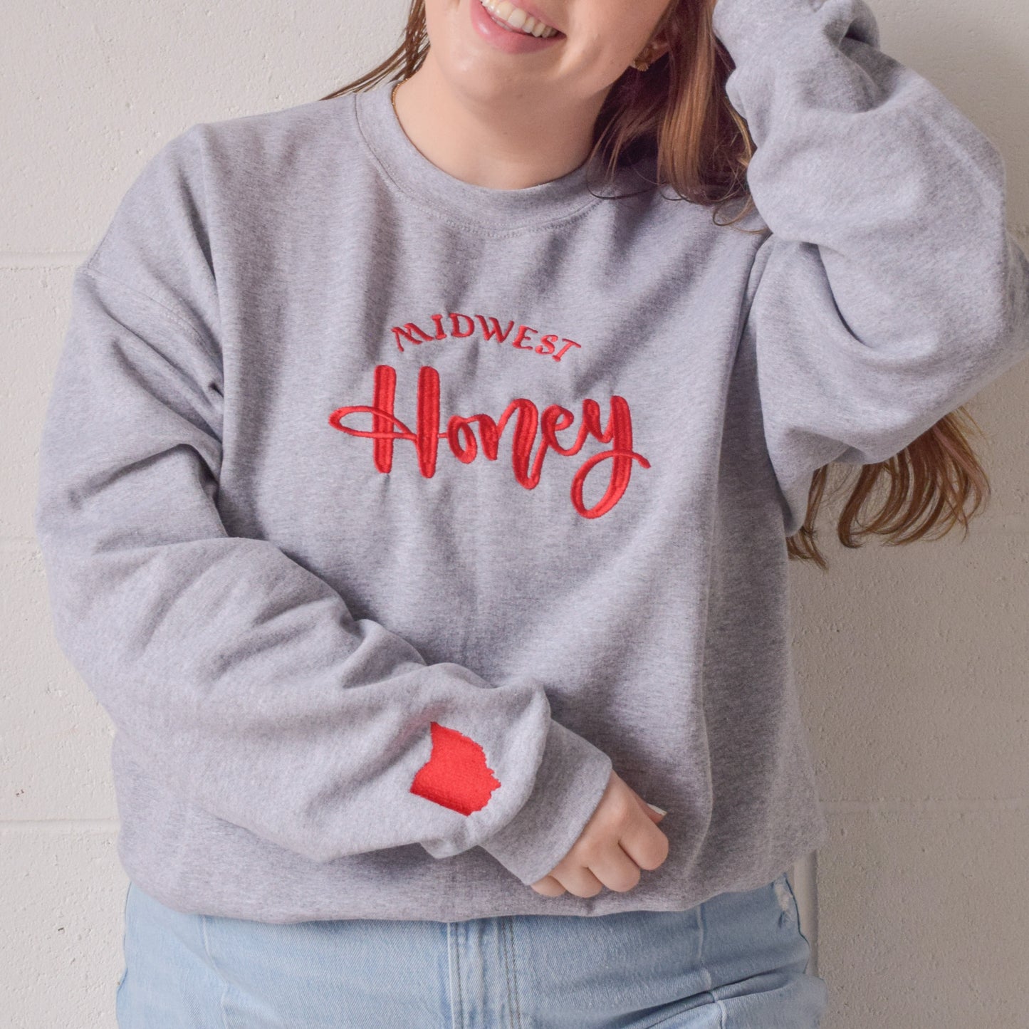 Buckeye Midwest Honey Embroidered Crewneck