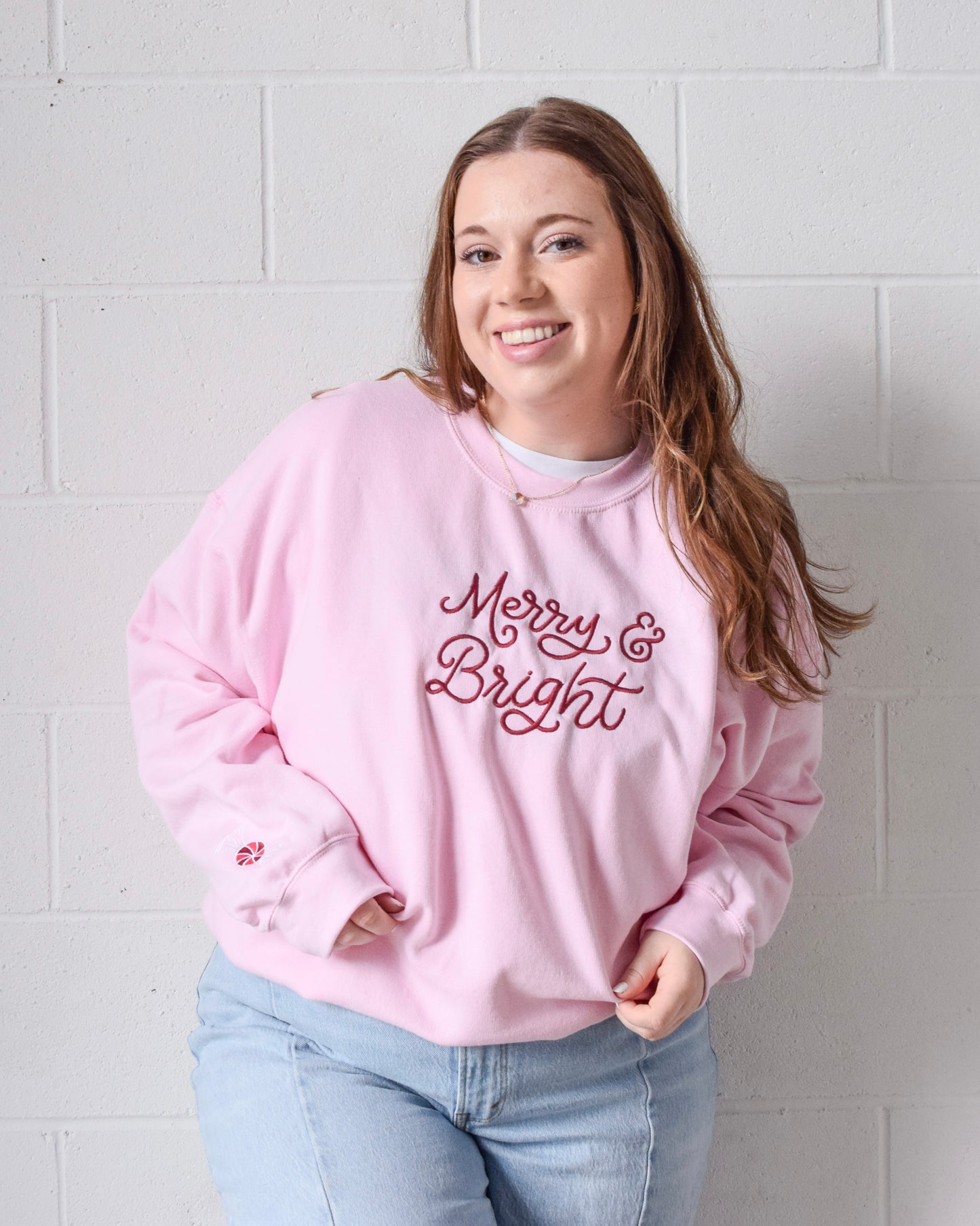 Merry & Bright Embroidered Christmas Crewneck