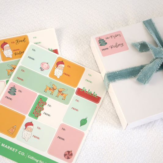 Classic Christmas Gifting Sticker Sheet - 30 Peel-Off Gift Tags