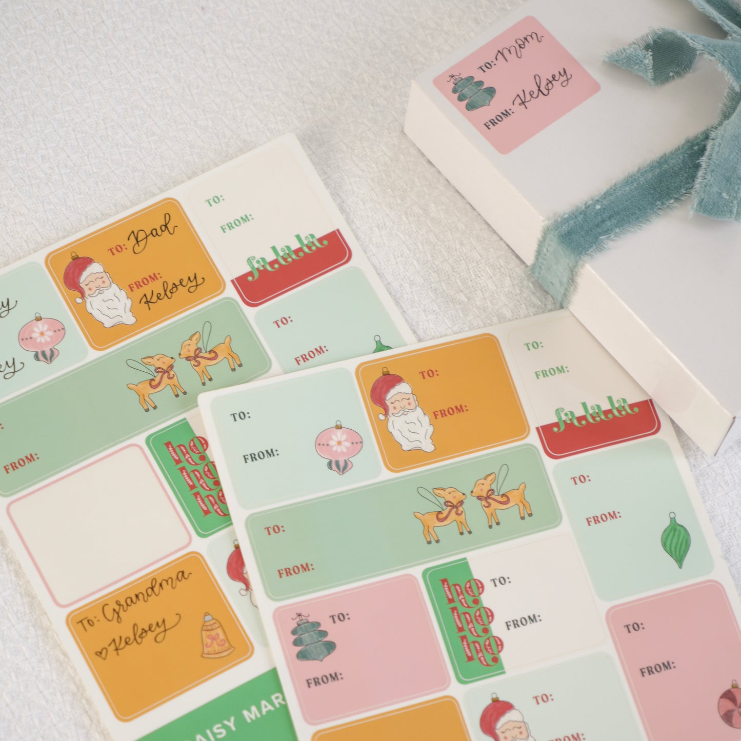 Classic Christmas Gifting Sticker Sheet - 30 Peel-Off Gift Tags