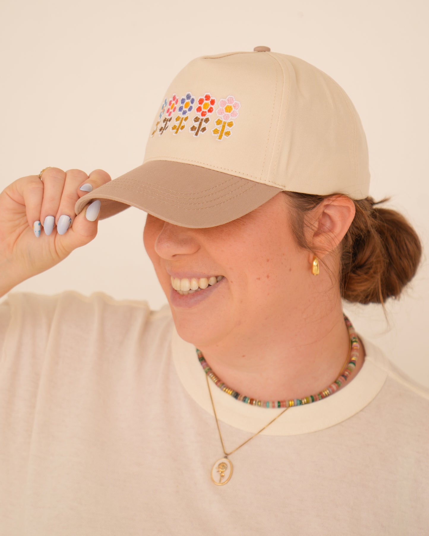 Morning Blooms Quilted Flowers Embroidered Hat