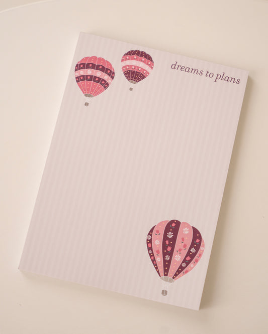 Dreams to Plans Hot Air Balloon Striped Notepad - February Monthly Mini Collection