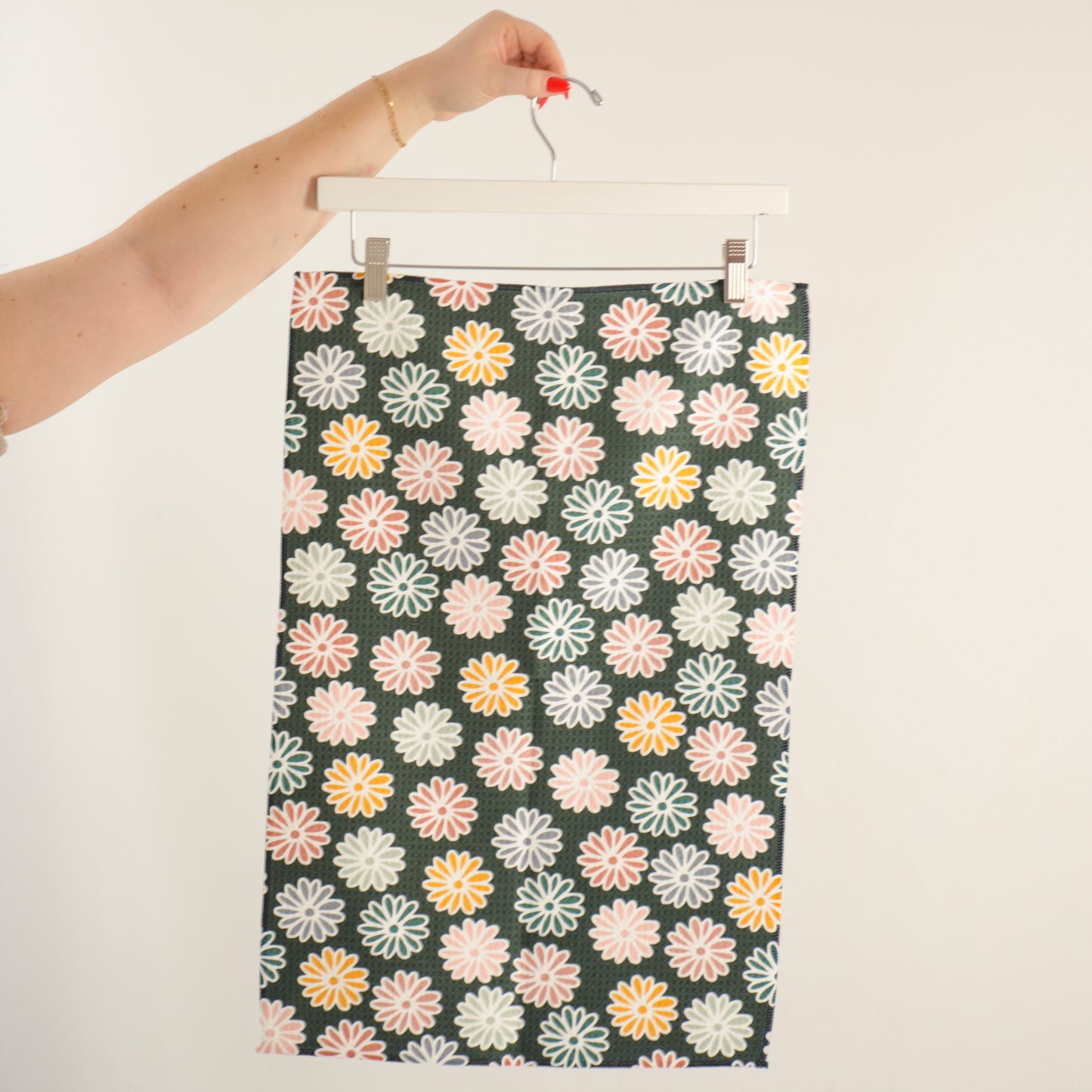 Colorful Daisy Waffle Knit Towel