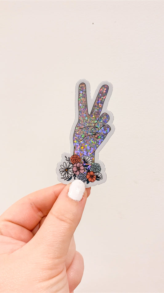 Glitter Peace Sign Sticker