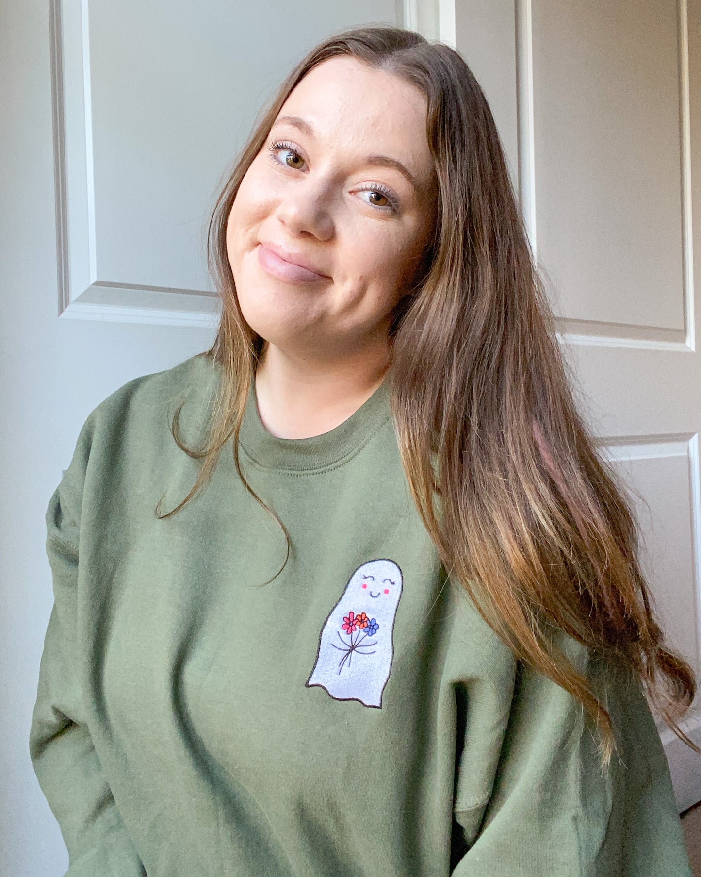 Floral Ghost Embroidered Crewneck