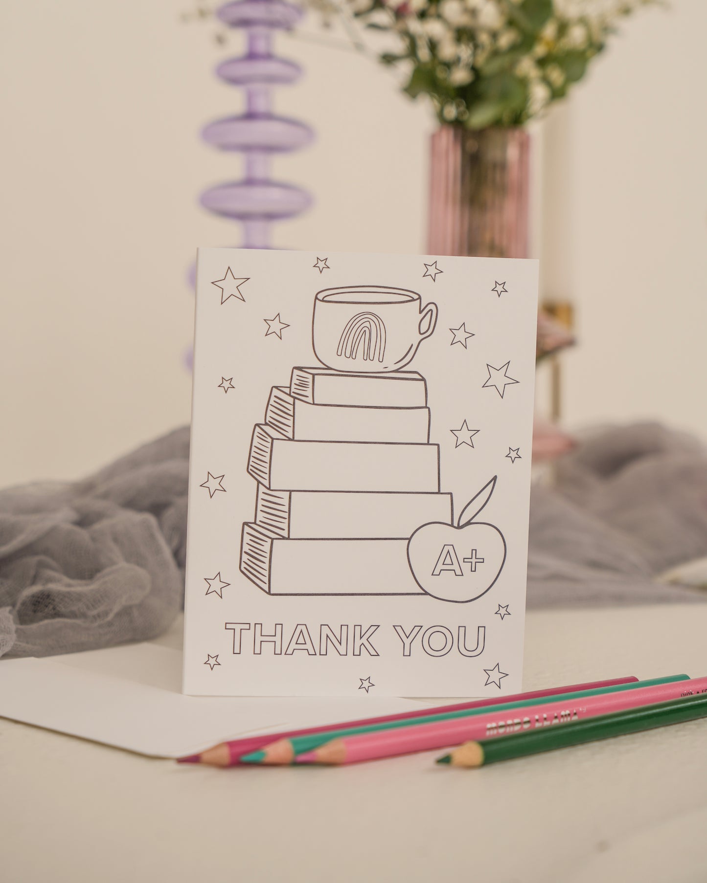A+ Teacher Kid's Coloring Greeting Card