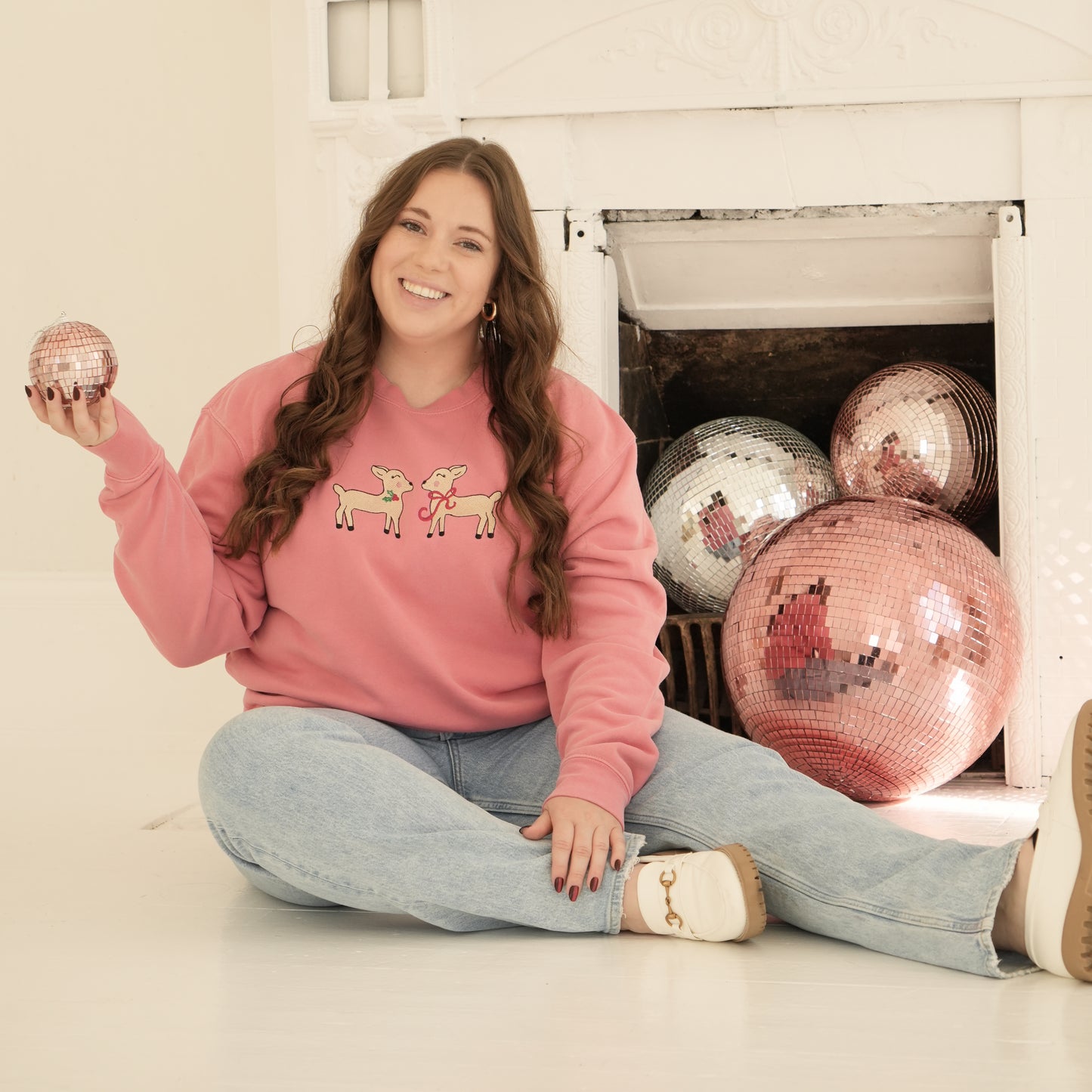 Reindeer Embroidered Crewneck