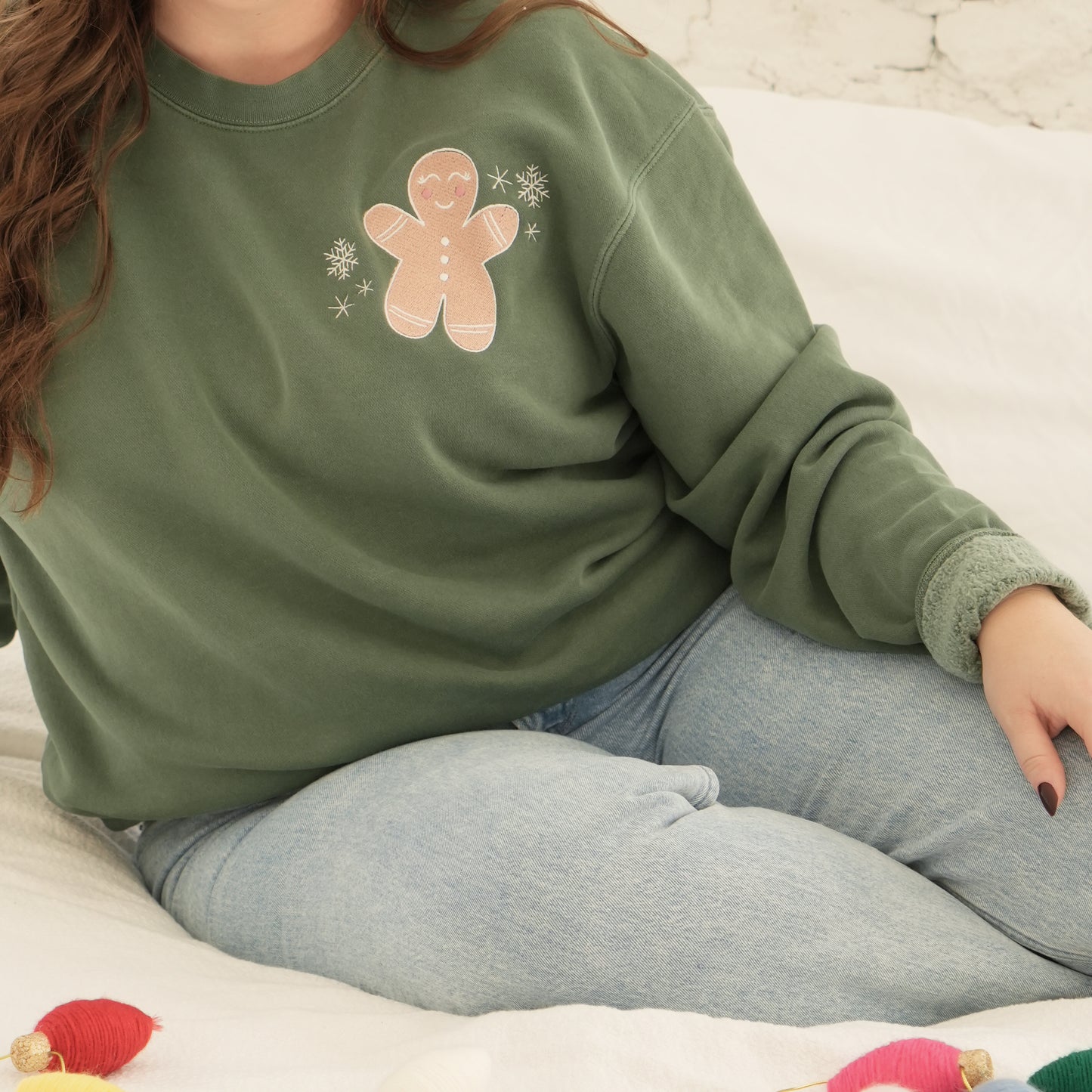 Gingerbread Embroidered Crewneck