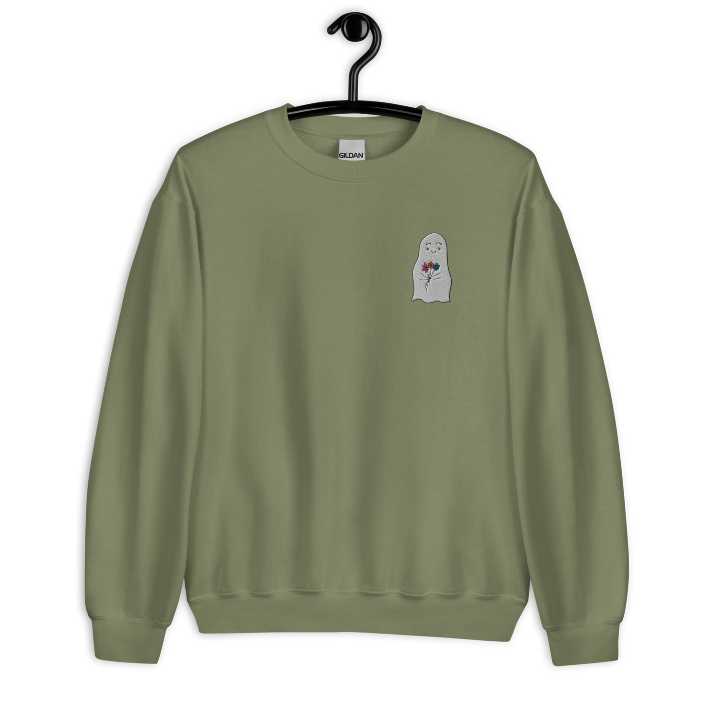 Floral Ghost Embroidered Crewneck