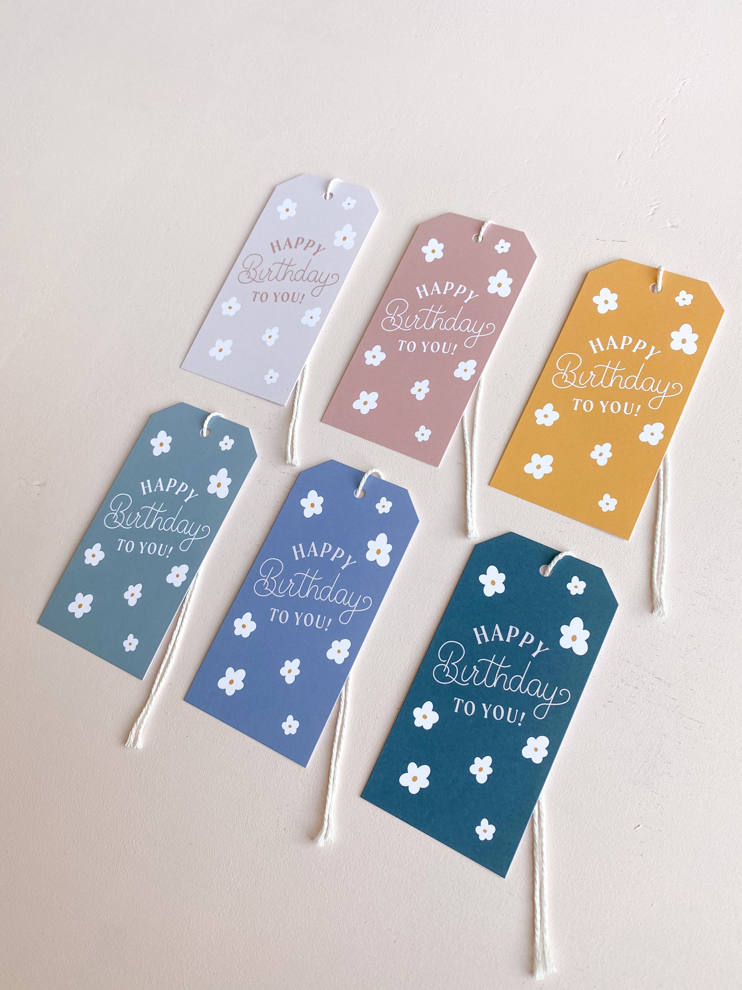 Pack of 6 Daisy Birthday Gift Tags