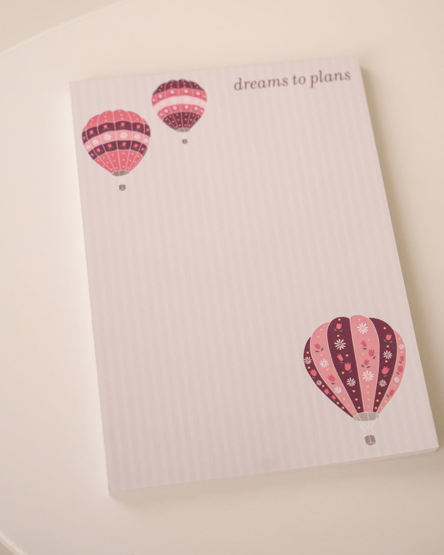 Dreams to Plans Hot Air Balloon Striped Notepad - February Monthly Mini Collection