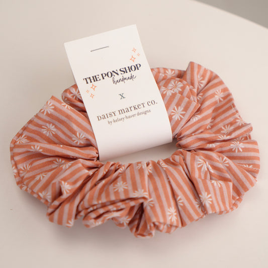 Warm Daisy Stripe Oversized Scrunchie