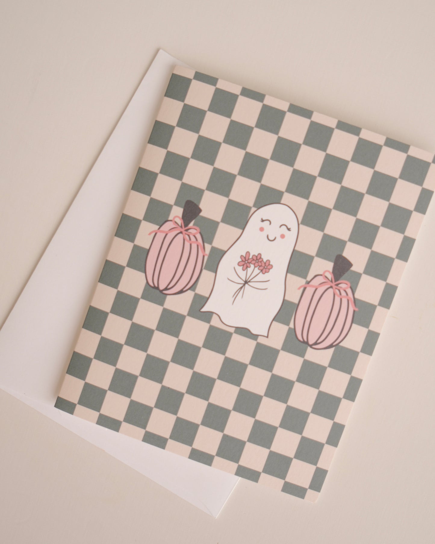 Checkered Ghost Greeting Card
