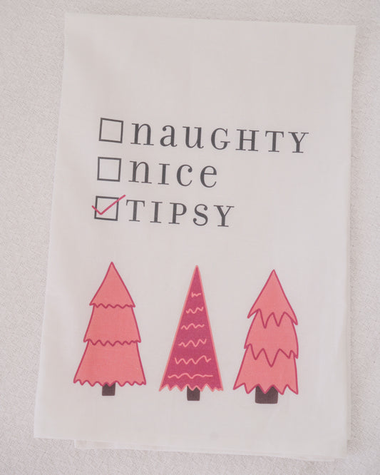 Naughty, Nice, Tipsy Tea Towel