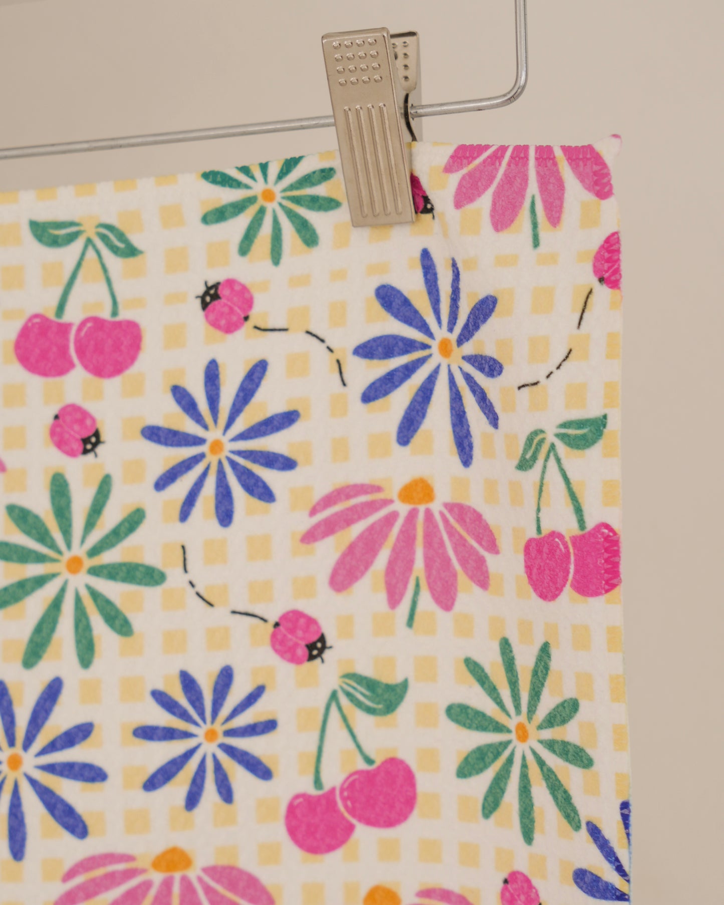 Gingham Garden Waffle Knit Towel