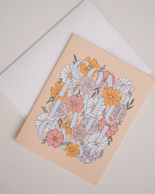 Yellow Floral Congratulations Greeting Card