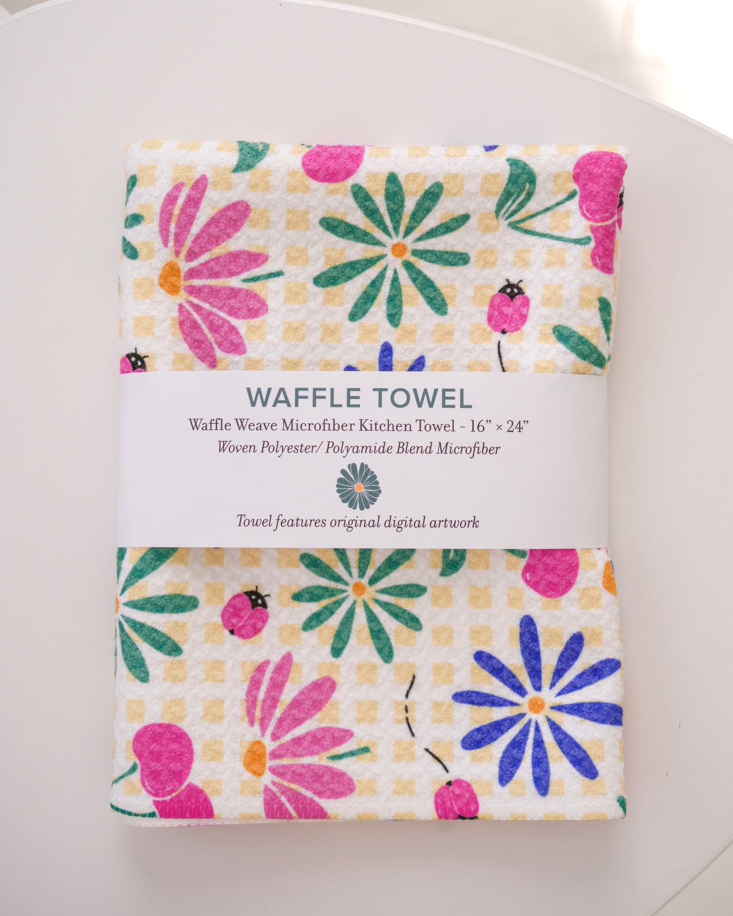 Gingham Garden Waffle Knit Towel