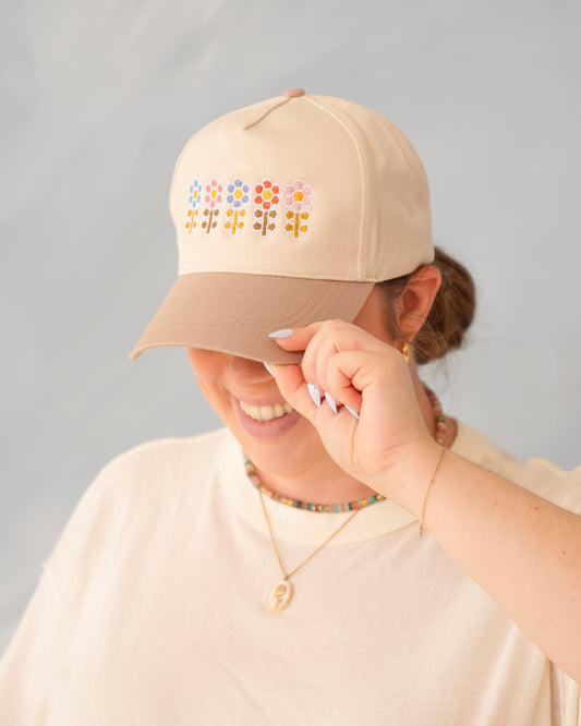 Morning Blooms Quilted Flowers Embroidered Hat