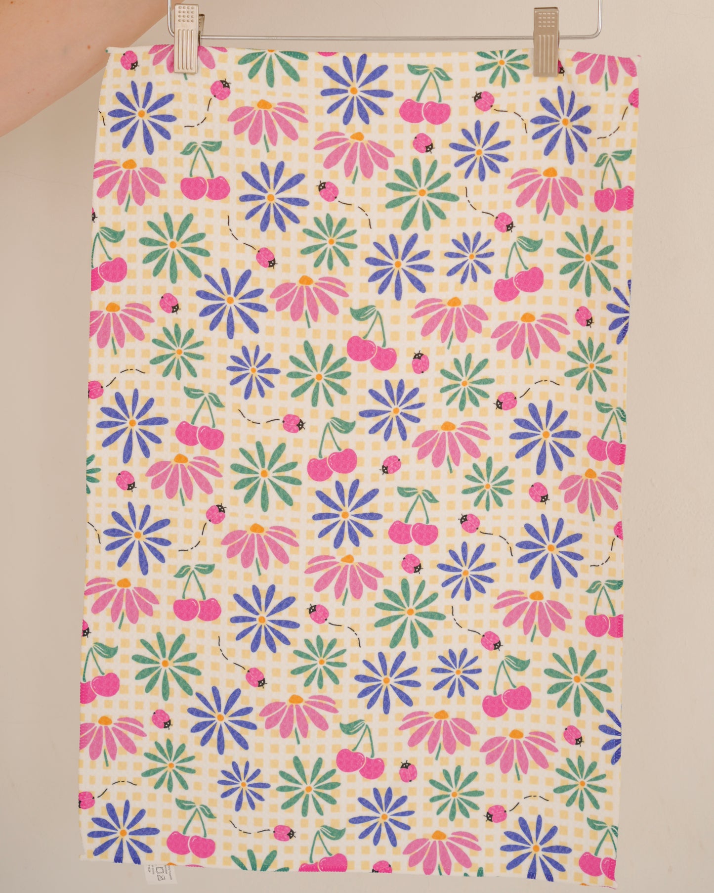 Gingham Garden Waffle Knit Towel