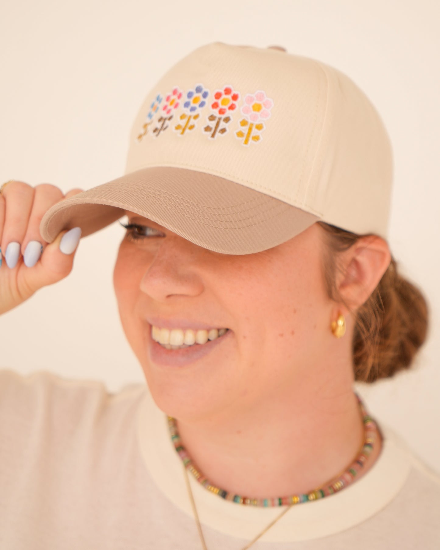 Morning Blooms Quilted Flowers Embroidered Hat