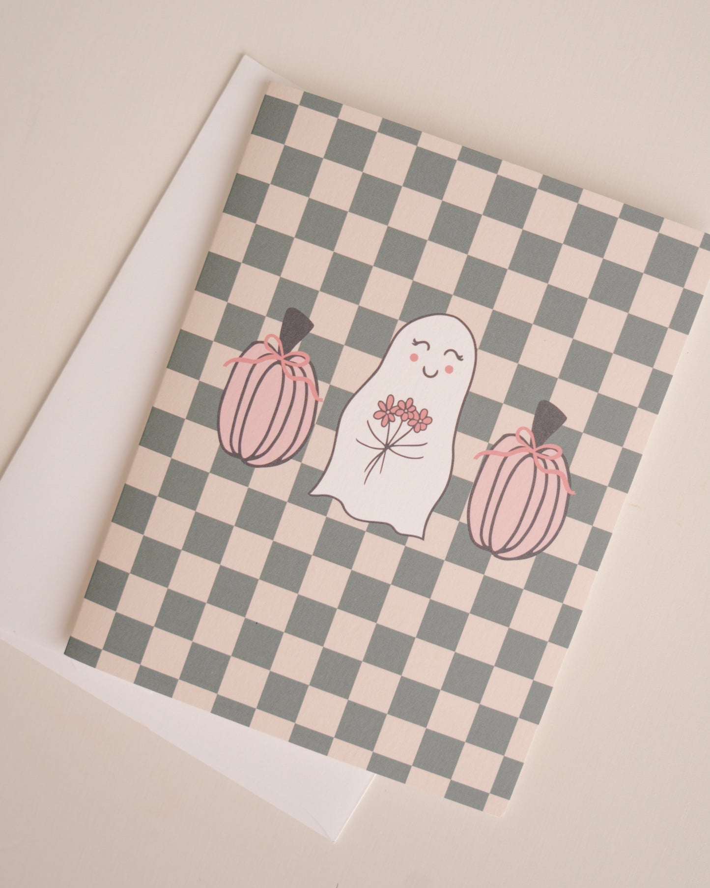 Checkered Ghost Greeting Card
