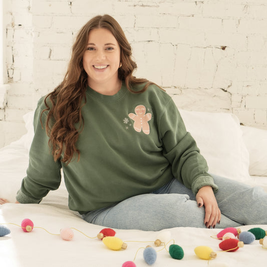 Gingerbread Embroidered Crewneck