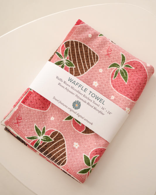 Chocolate Covered Strawberries Waffle Towel