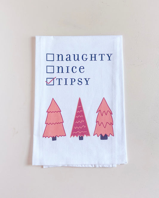 Naughty, Nice, Tipsy Tea Towel