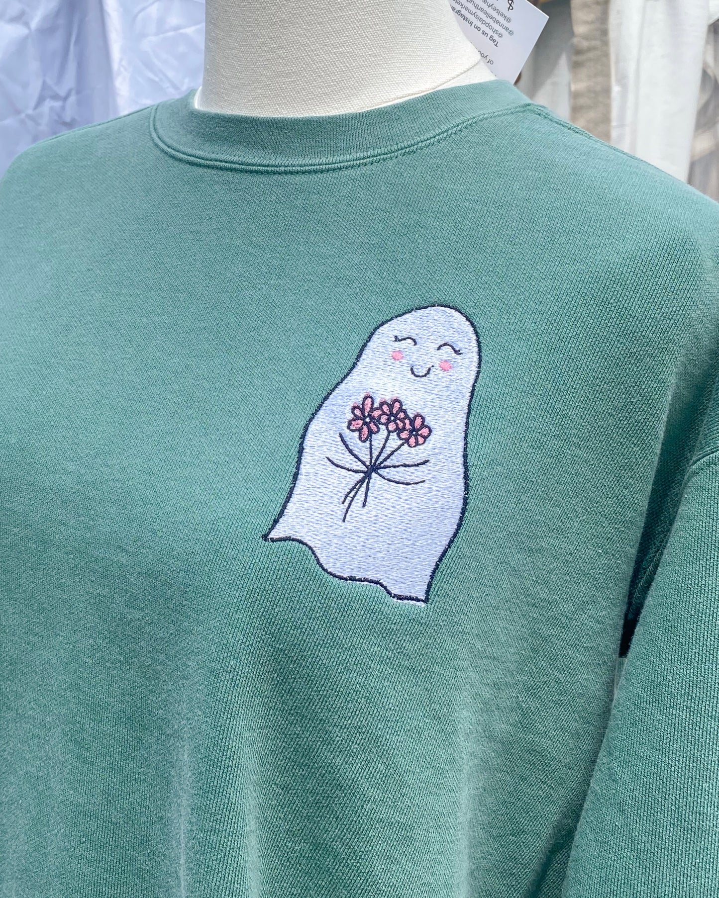 Floral Ghost Embroidered Crewneck - Comfort Colors