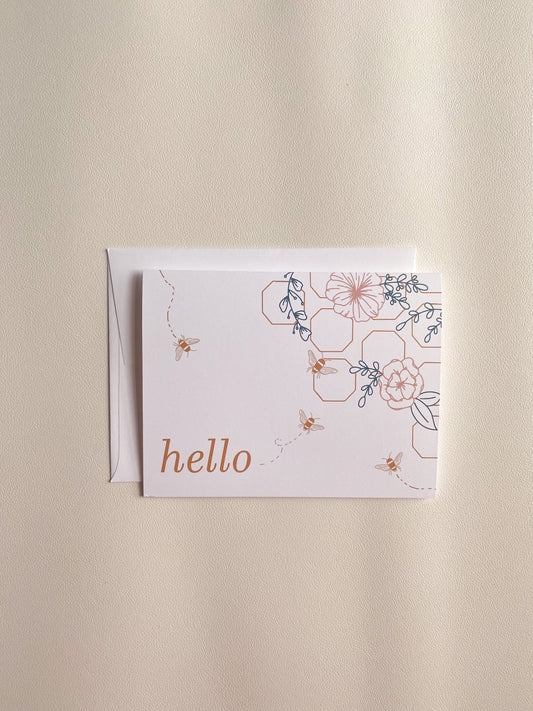 Hello Bumble Bee Greeting Card