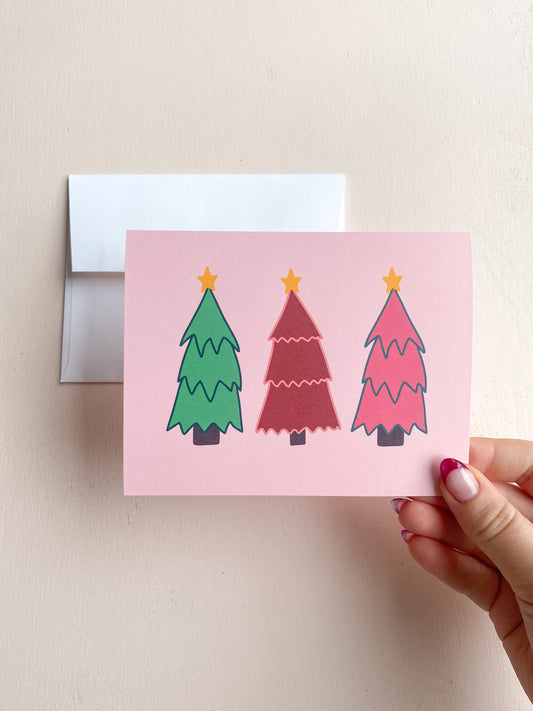 Colorful Trees Christmas Greeting Card