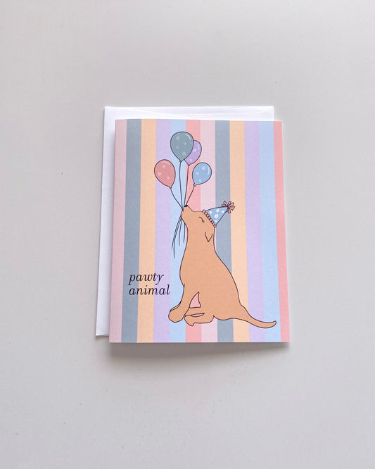 Pawty Animal Dog Birthday Greeting Card