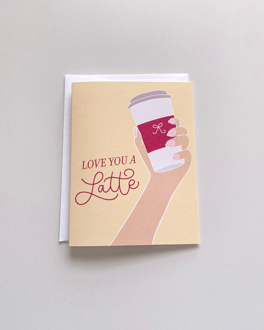 Love You A Latte Yellow Greeting Card